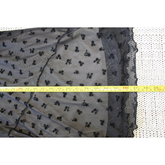 VTG Misty Rose Floral Mesh Overlay Strapless Mini Dress Size M Goth Y2K Rock - Picture 3 of 7